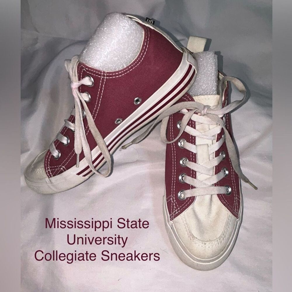 Mississippi State University Sneaker Collegiate Maroon White Women Skicks Size7